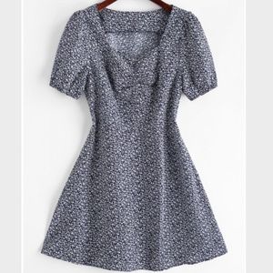 Gathered Ditsy Floral Mini Dress